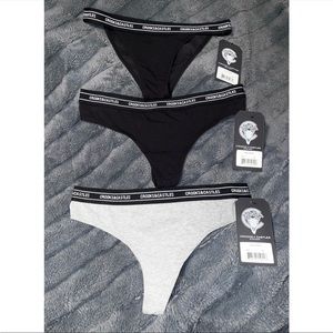 NWT Crooks & Castles Black Grey Monogram Thongs Tanga High Leg Underwear